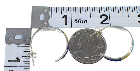 Silver Southwest Multicolor Post Hoop Earrings QX72487